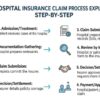 Step-by-step guide showing the hospital insurance claim process, including document submission, insurer review, and patient reimbursement